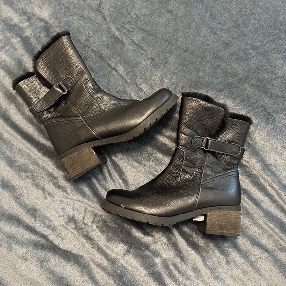 Yokono Black Leather boots with fur, made in Spain, Women’s size 8 (38) - Picture 8 of 11